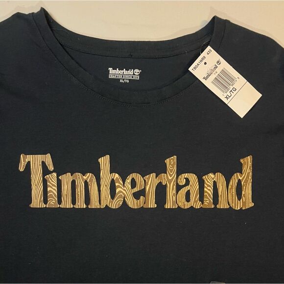 NWT Timberland Short Sleeve Shirt Navy and Brown - Picture 2 of 3